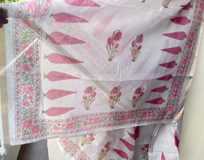 Premium Mul Chanderi Designer Unstitched 3Pcs Suit Set