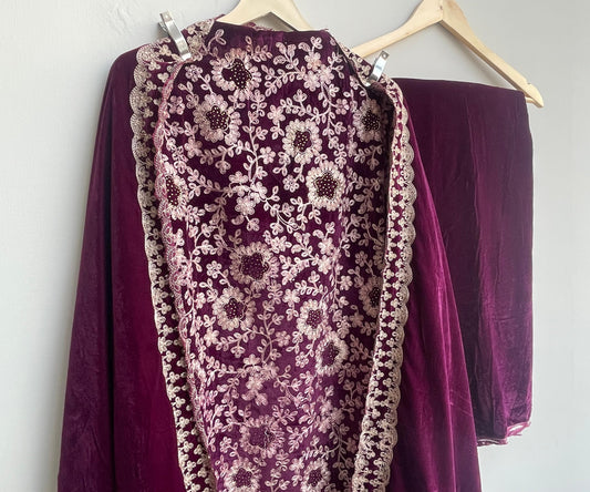 Velvet embroidered unstitched ladies suit Rc18838