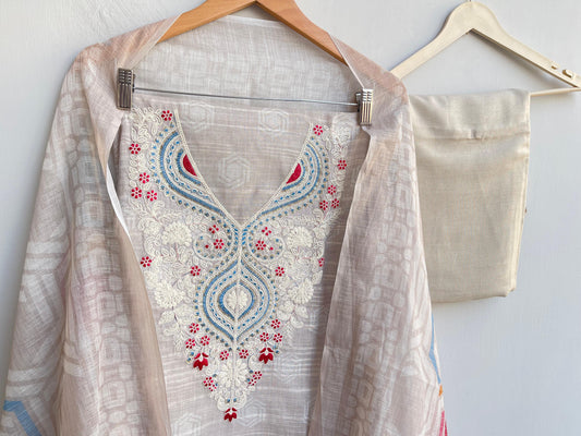 Mul chanderi unstitched ladies suit Rc18380