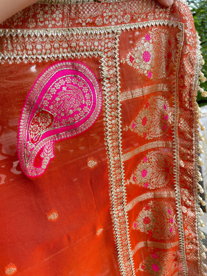 Banarasi shimmer silk unstitched ladies suit Rc17668 (c)