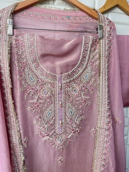 Pure banarasi shimmer silk unstitched ladies suit Rc17853 (c)