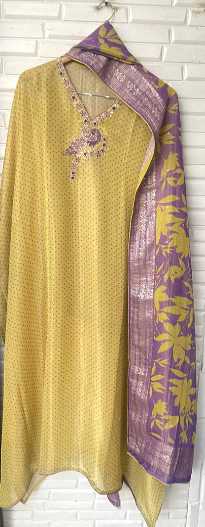 Shimmer silk unstitched ladies suit Rc16331