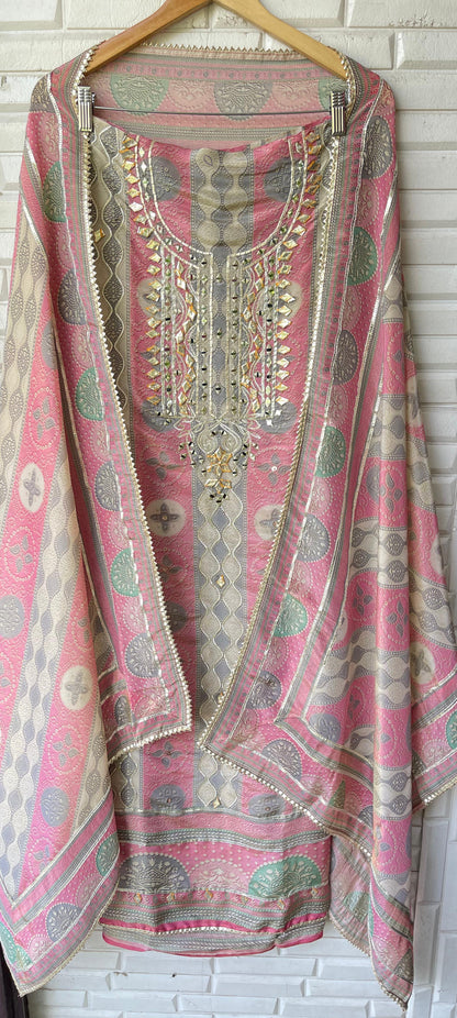 Shimmer tassar silk unstitched ladies suit Rc17679 (b)