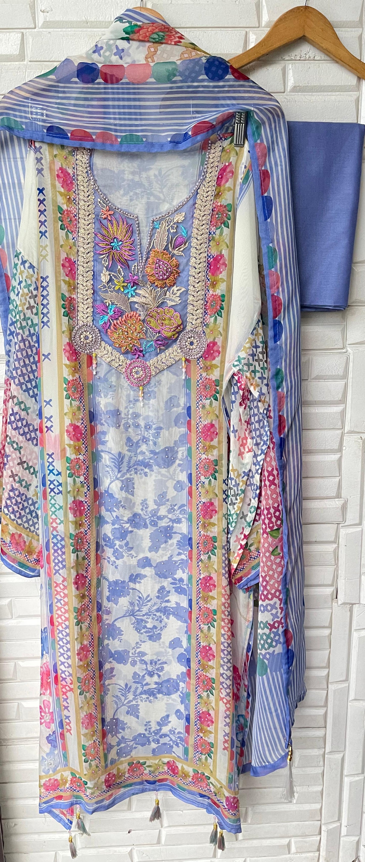 Organza unstitched ladies suit Rc17641