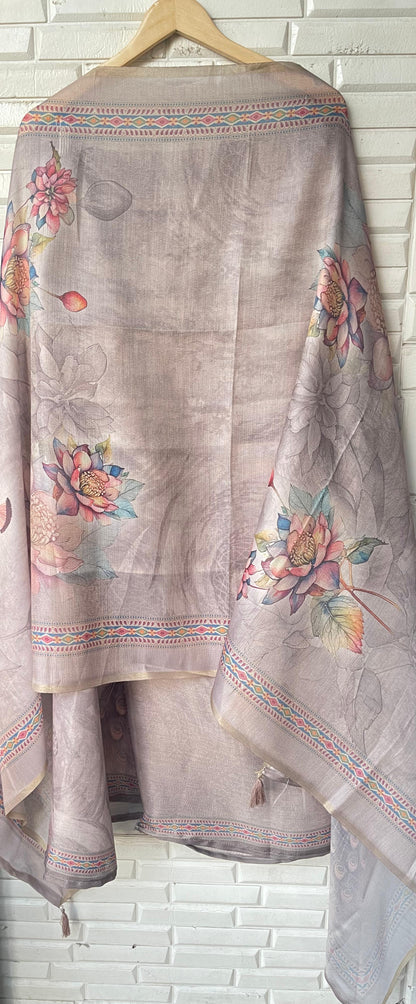 Self linen silk unstitched ladies suit Rc17835 (a)