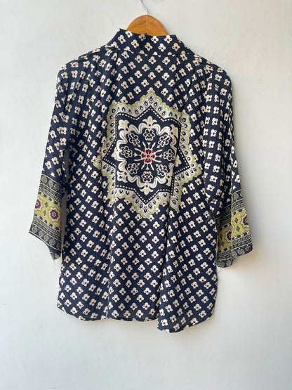 Satin crepe readymade ladies coord shirt Rc19165 (a)
