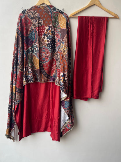 Exquisite Glaze Cotton Printed Fabric Unstitched Suit Set