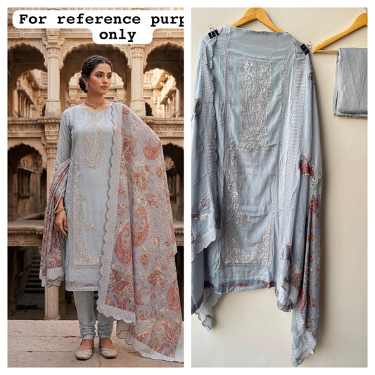 Mul chanderi unstitched ladies suit Rc19119