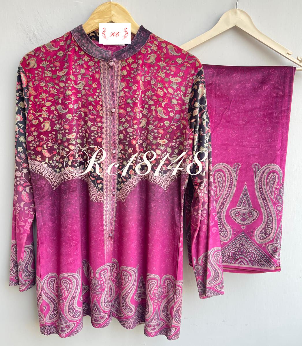 Stylish micra velvet readymade ladies coord set Rc18148