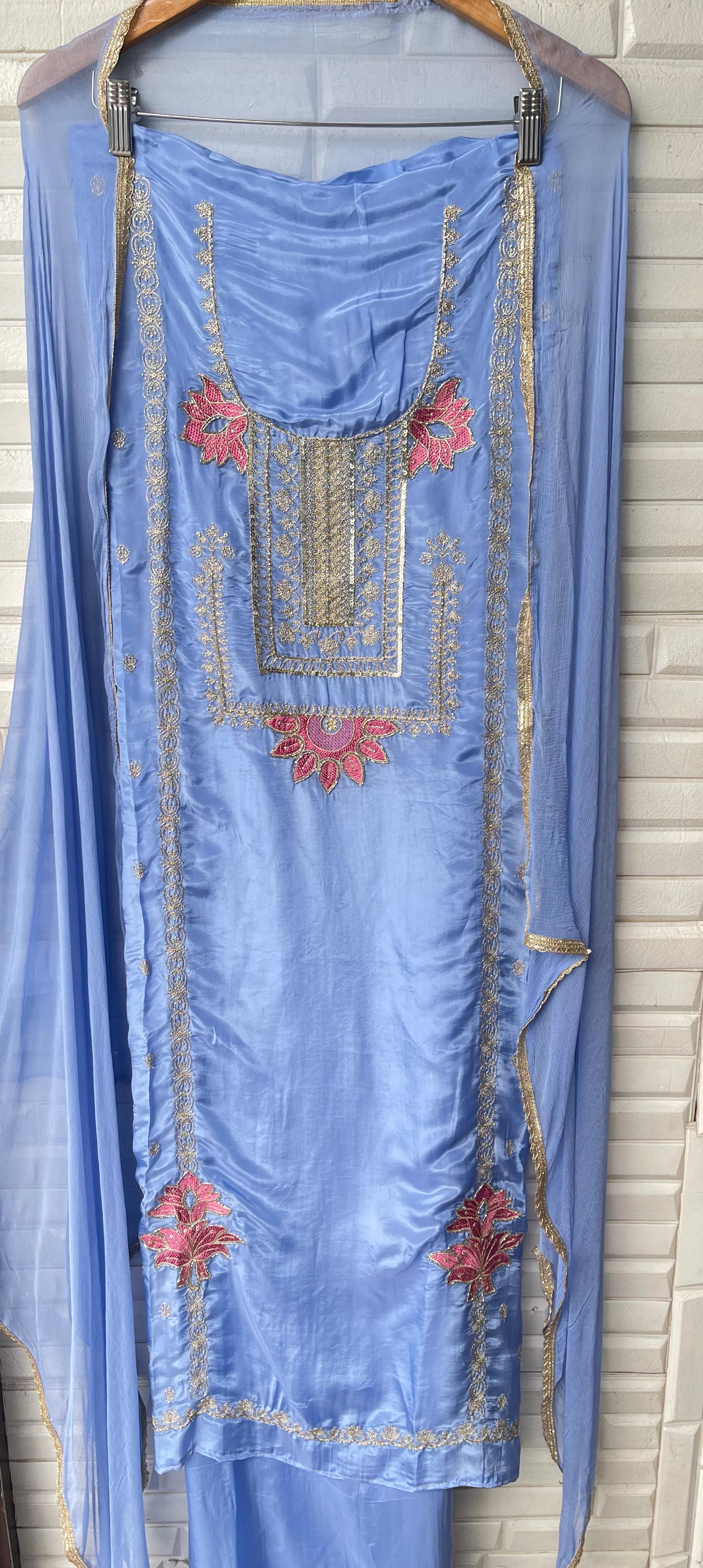 Glass organza unstitched ladies suit Rc17558