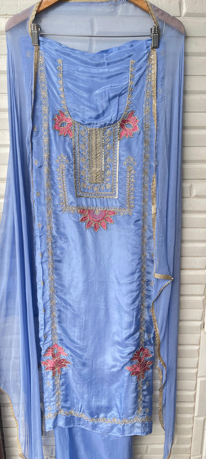 Glass organza unstitched ladies suit Rc17558