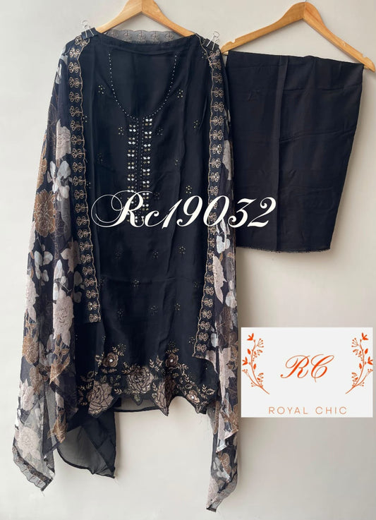 Organza fabric unstitched ladies suit Rc19032
