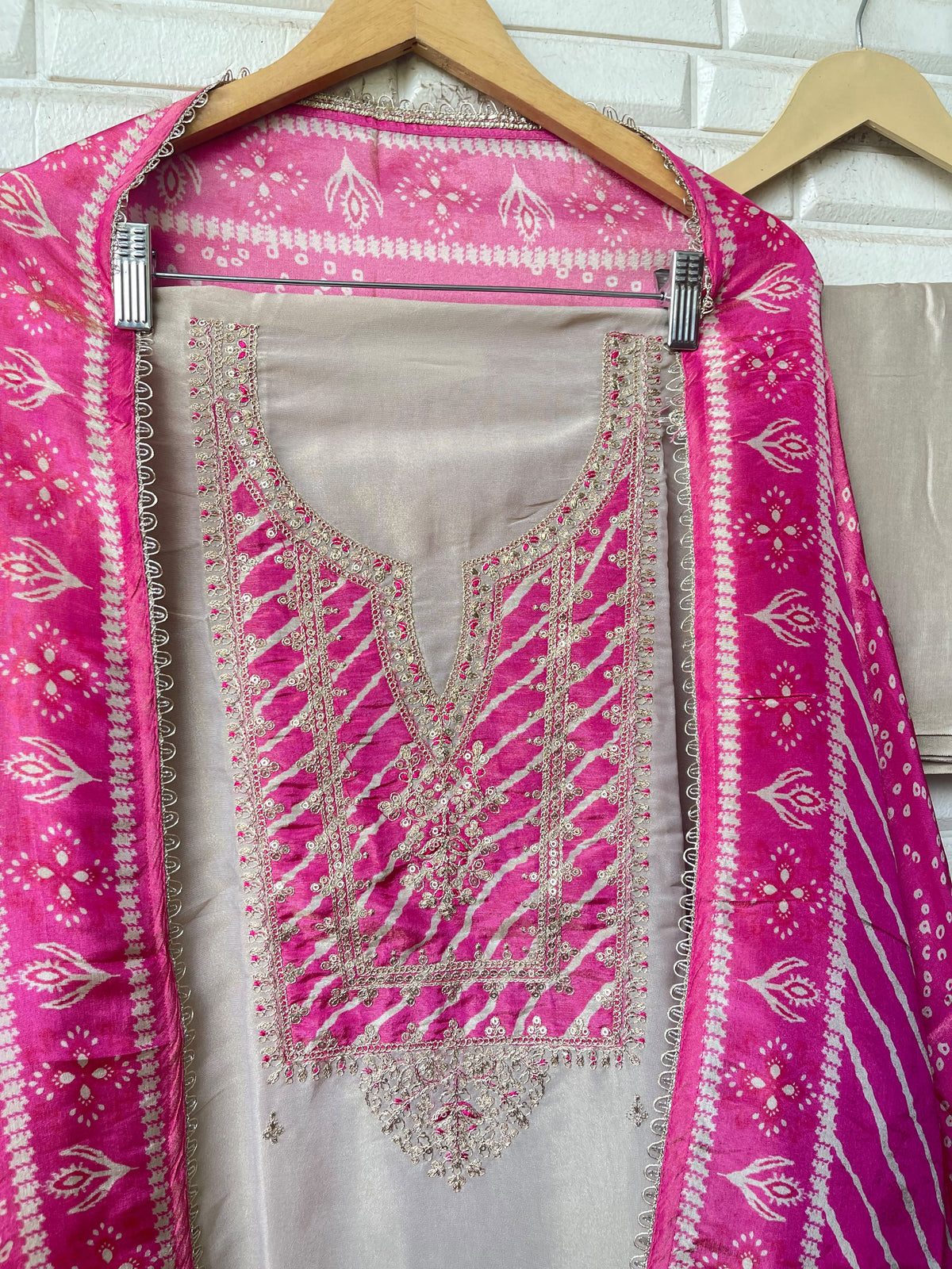 Premium Shimmer Silk Woven Unstitched Designer Suit Set