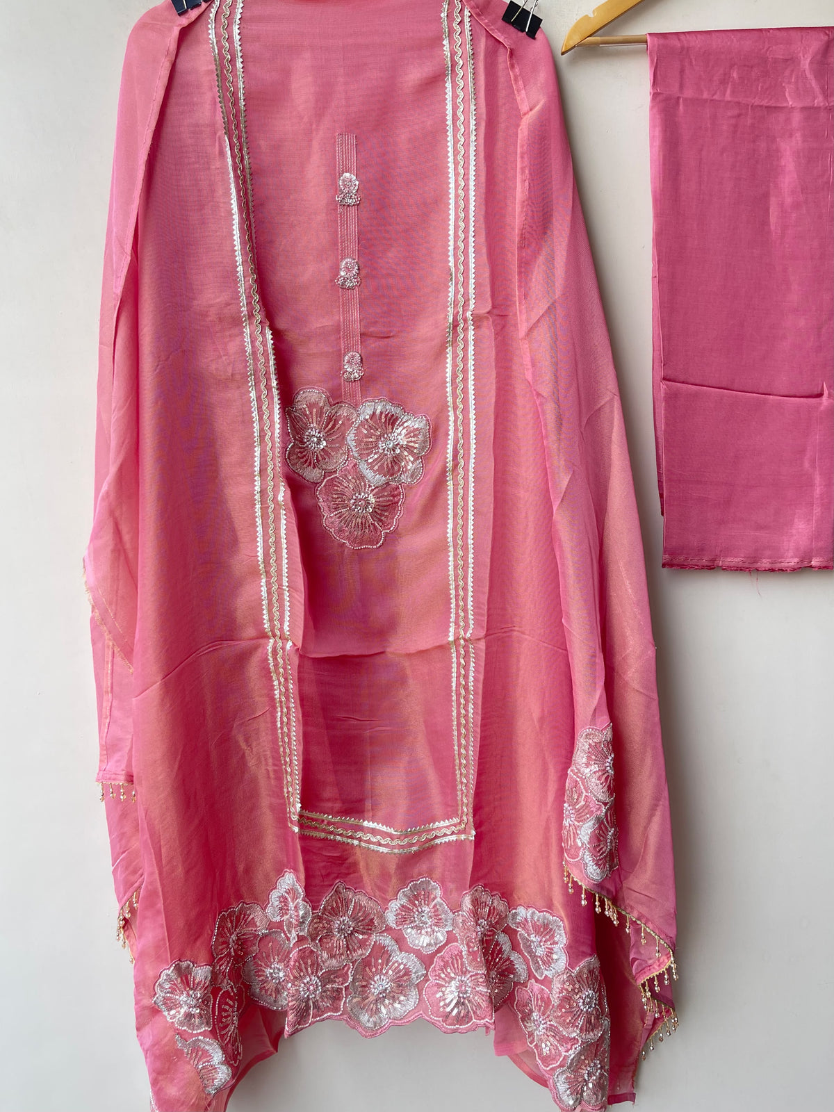 Two Stunning Options ladies Shimmer Organza Silk Unstitched Suit Sets