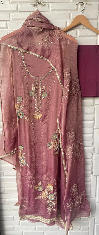 Self crushed shimmer chinon unstitched ladies suit Rc17788 (b)