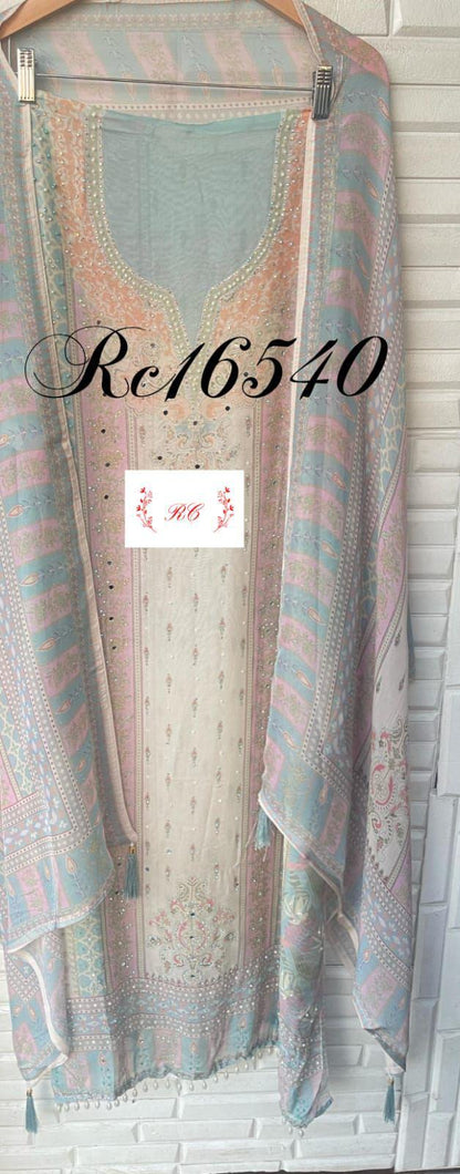 Organza unstitched ladies suit Rc16540