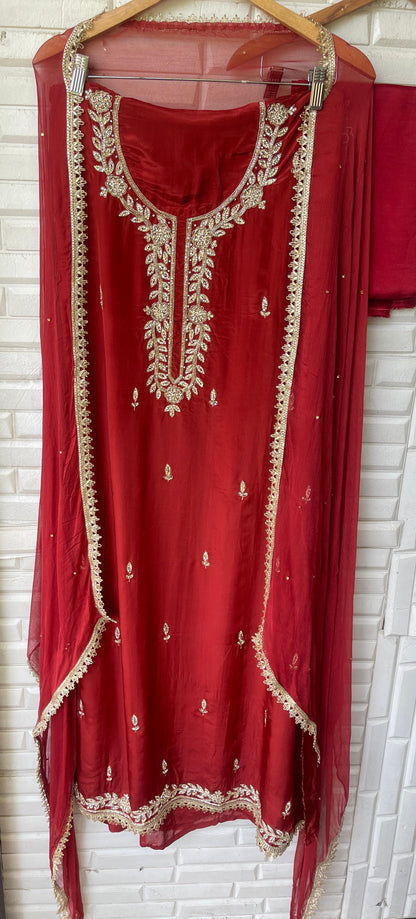 Organza silk unstitched ladies suit Rc17507