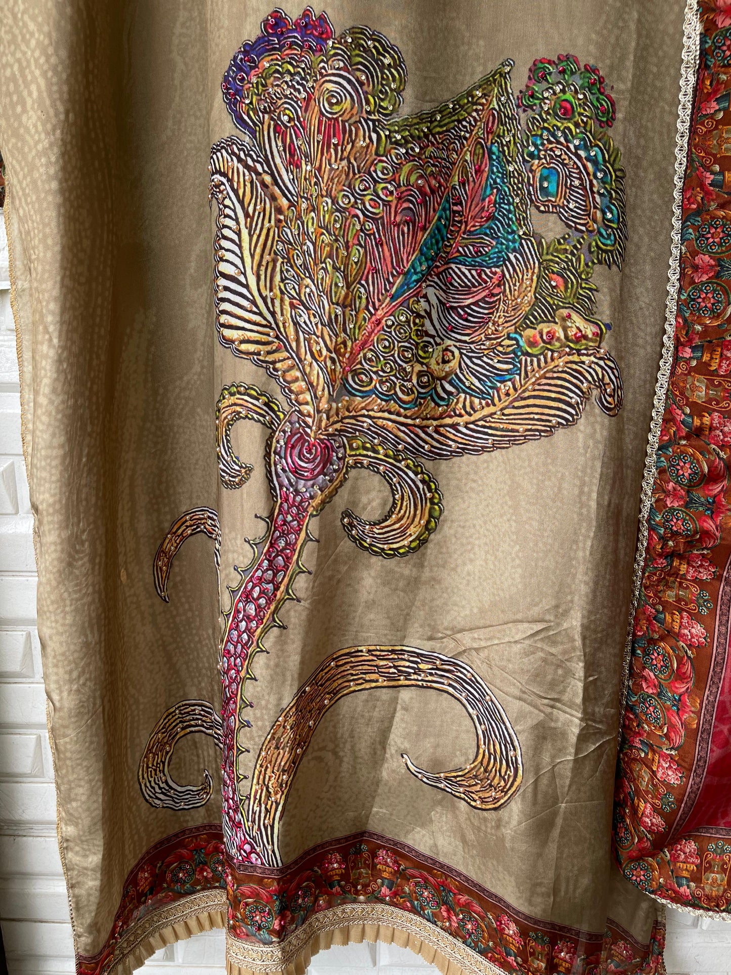 Self satin crape unstitched ladies suit Rc17781