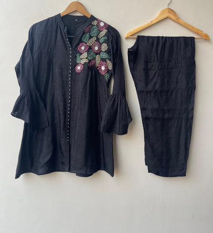 Cotton silk stitched ladies coord set Rc19182