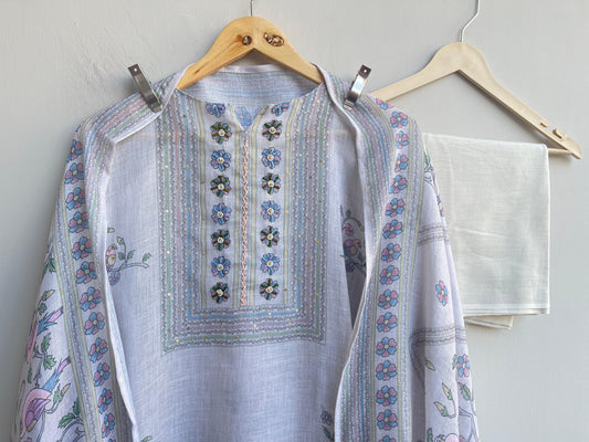 Soft Jute Linen Unstitched Ladies Suit RC-18347