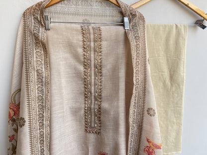 Linen printed unstitched ladies suit Rc18512