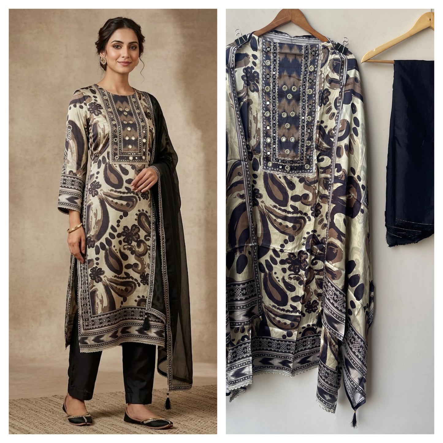 Gajji satin silk printed ladies unstitched suit Rc19307