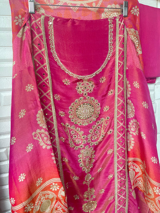 Shimmer silk unstitched ladies suit Rc17776