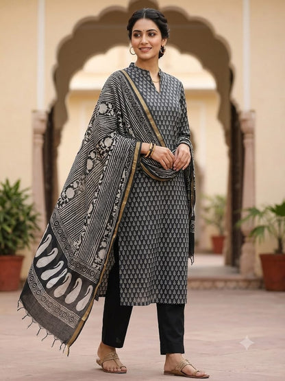 Maheshwari cotton chanderi printed unstitched ladies suit Rc19284 (c)