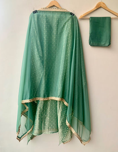 Banarasi Shimmer Silk Elegant Unstitched Suit Set