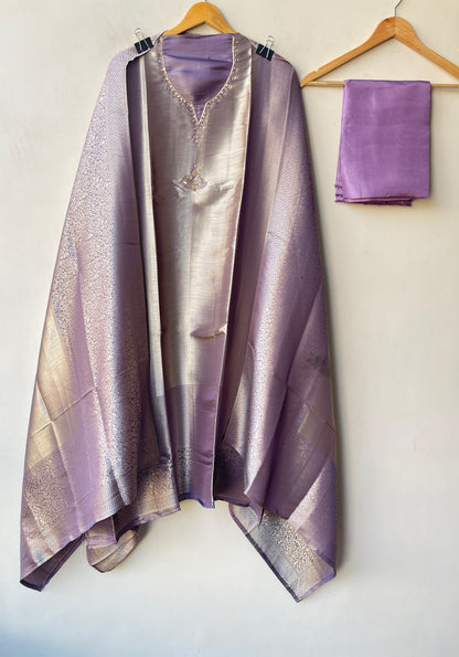 Exquisite Self Shimmer Giraffe Silk Unstitched 3 Pcs Designer Suit Set