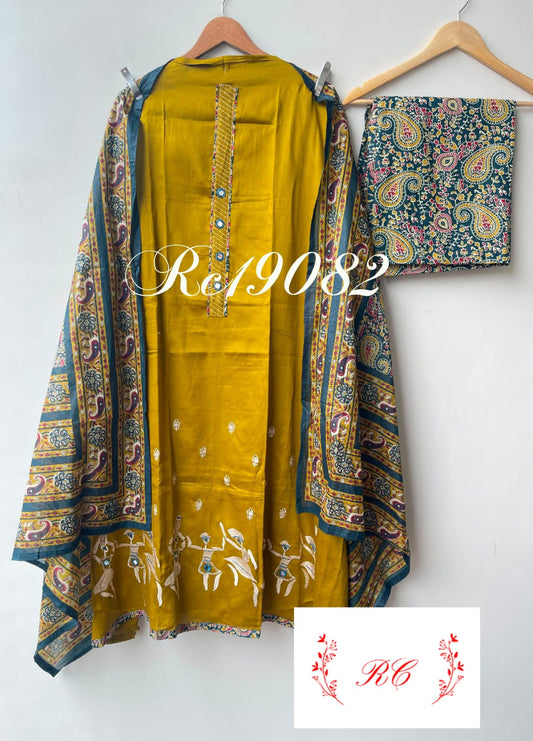 Worli art inspired cotton ladies unstitched suit Rc19082 (c)