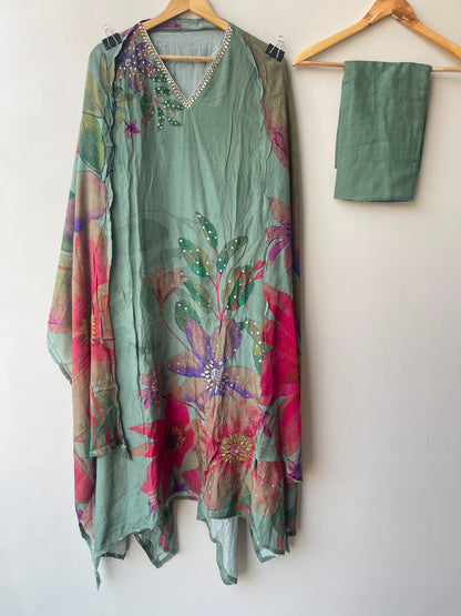 Pure crepe printed ladies unstitched suit Rc19002