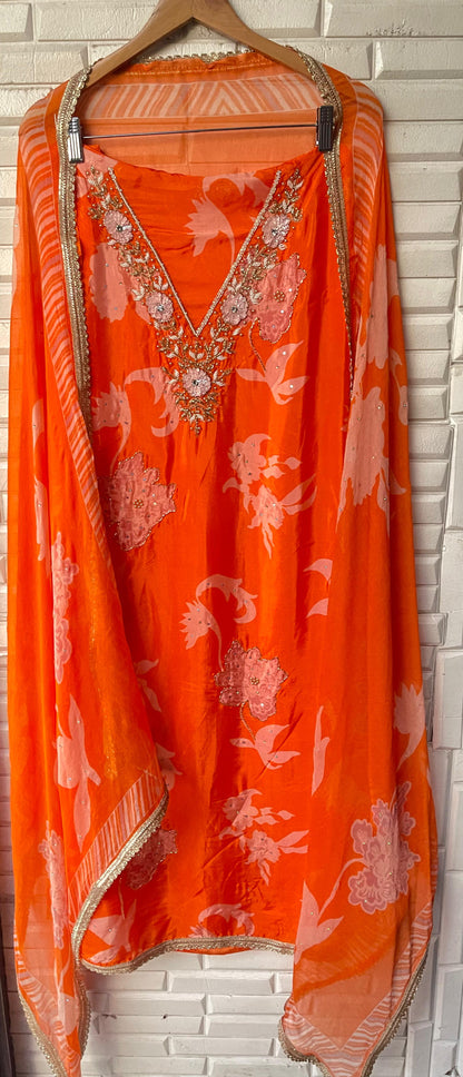 Glass organza unstitched ladies suit Rc17534