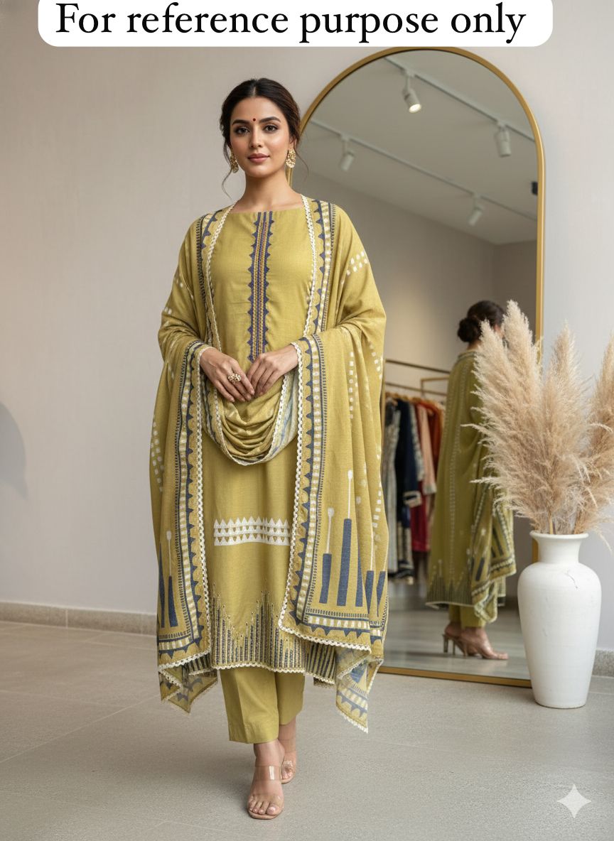 Linen cotton unstitched ladies suit Rc18457