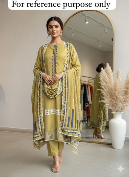 Linen cotton unstitched ladies suit Rc18457