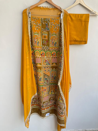 Satin crepe unstitched ladies suit Rc18834 (a)