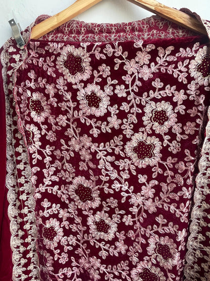 Resham embroidered unstitched velvet ladies suit Rc18838 (c)