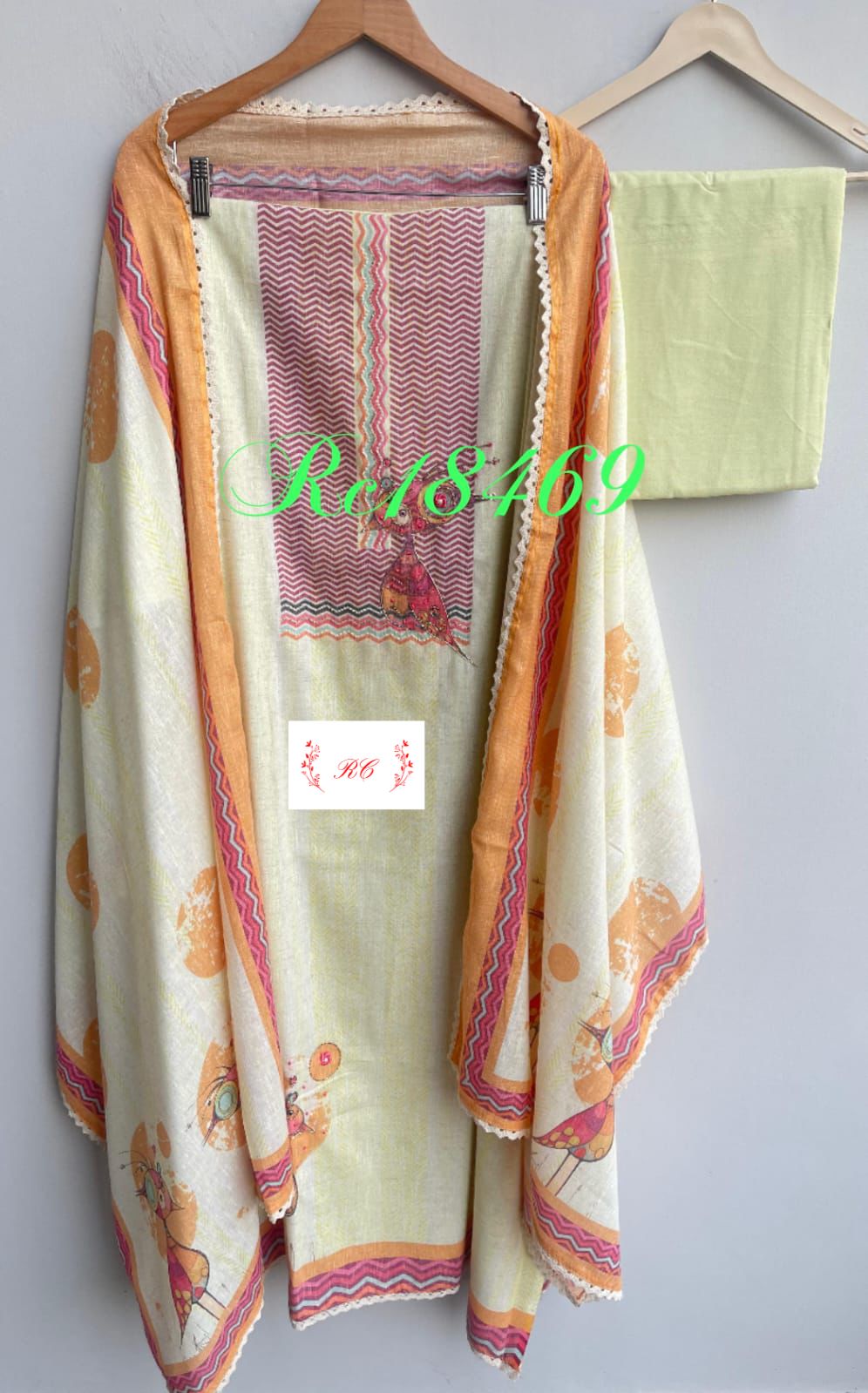 Linen printed unstitched ladies suit Rc18469