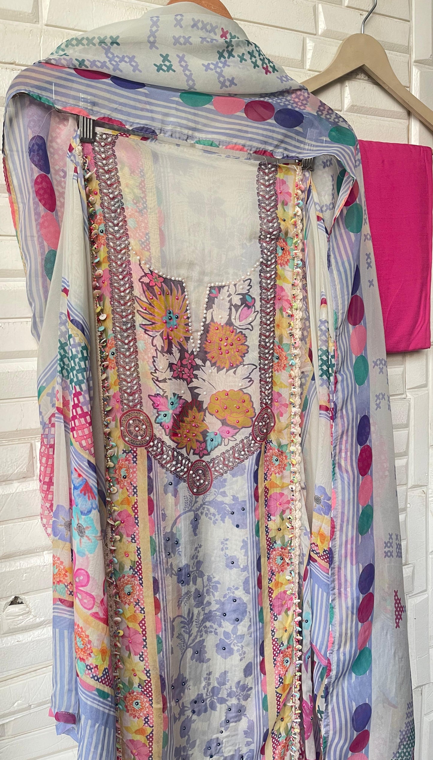 Organza unstitched ladies suit Rc17707