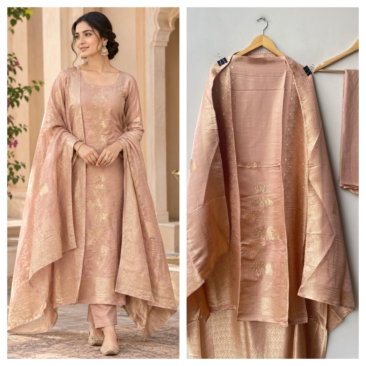 Self Giraffe Silk Weaving Unstitched Designer Suit Set
