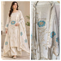 Elegant Shimmer Silk Embroidered Unstitched Designer Suit Set