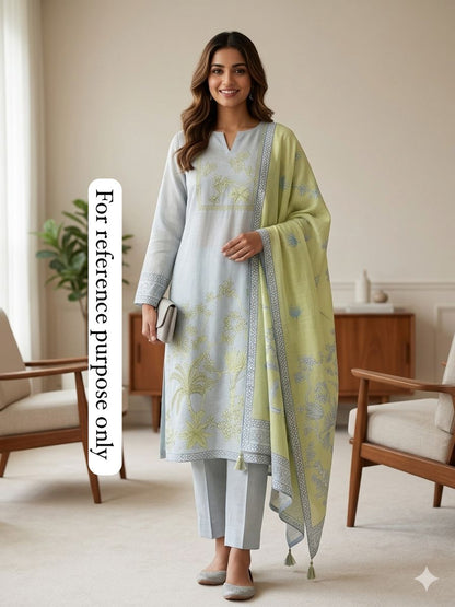 Pure linen printed unstitched ladies suit Rc18914