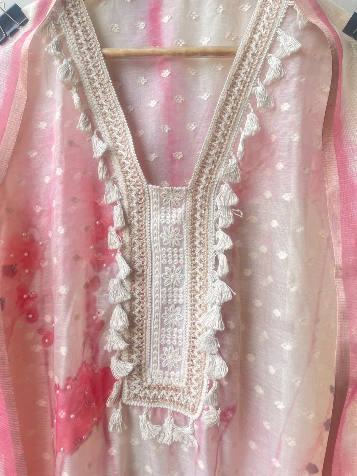 Mul chanderi brush painted weaving unstitched ladies suit Rc18963