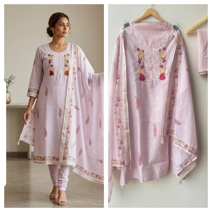Mul chanderi printed ladies unstitched suit Rc18960 (a)
