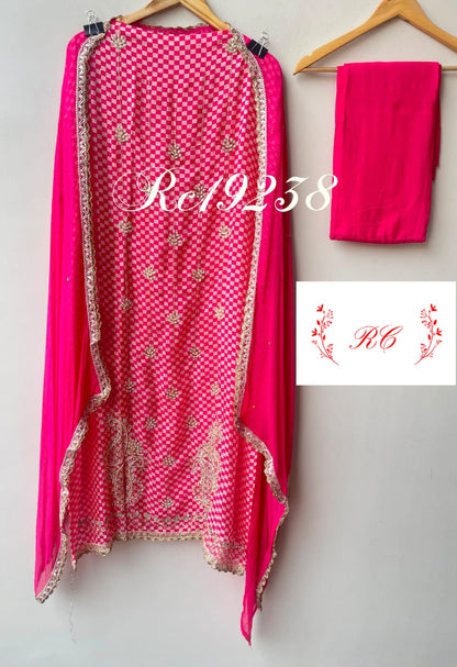 Mul chanderi printed ladies unstitched suit Rc19238
