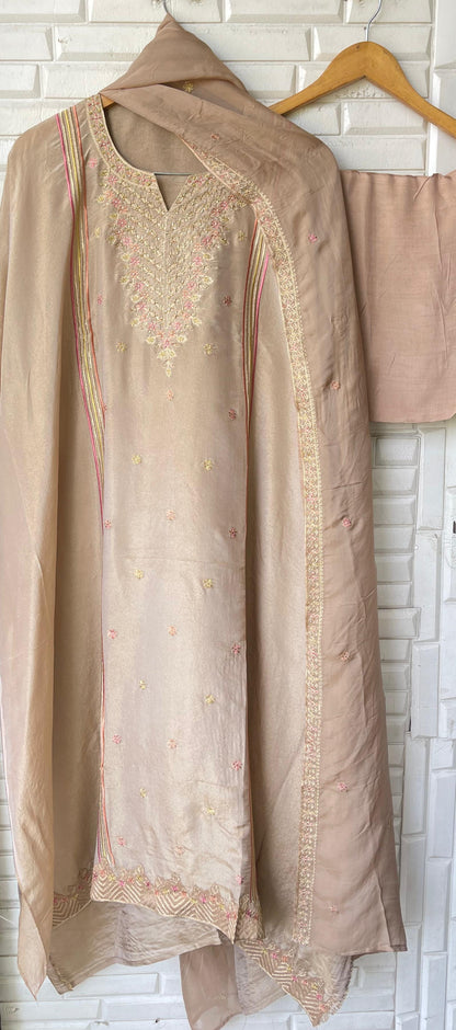 Shimmer silk unstitched ladies suit Rc17798