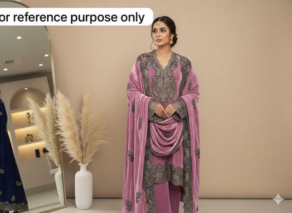 Micra crushed velvet unstitched ladies suit Rc18281