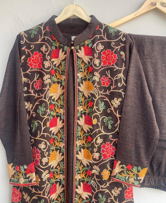 Ladies Woolen coord set with resham embroidery Rc18812