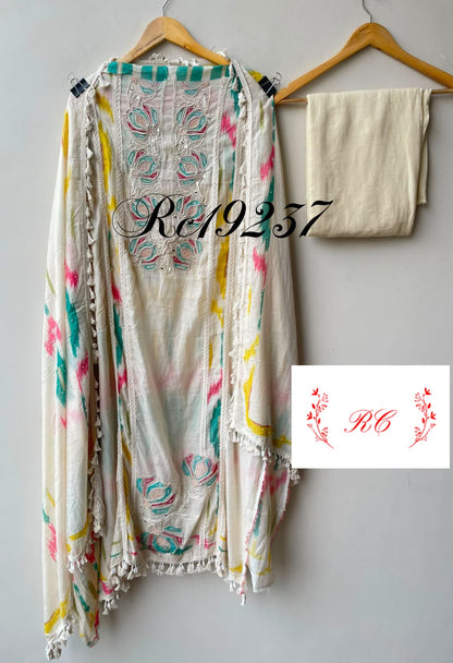 Mul chanderi printed ladies unstitched suit Rc19237 (b)