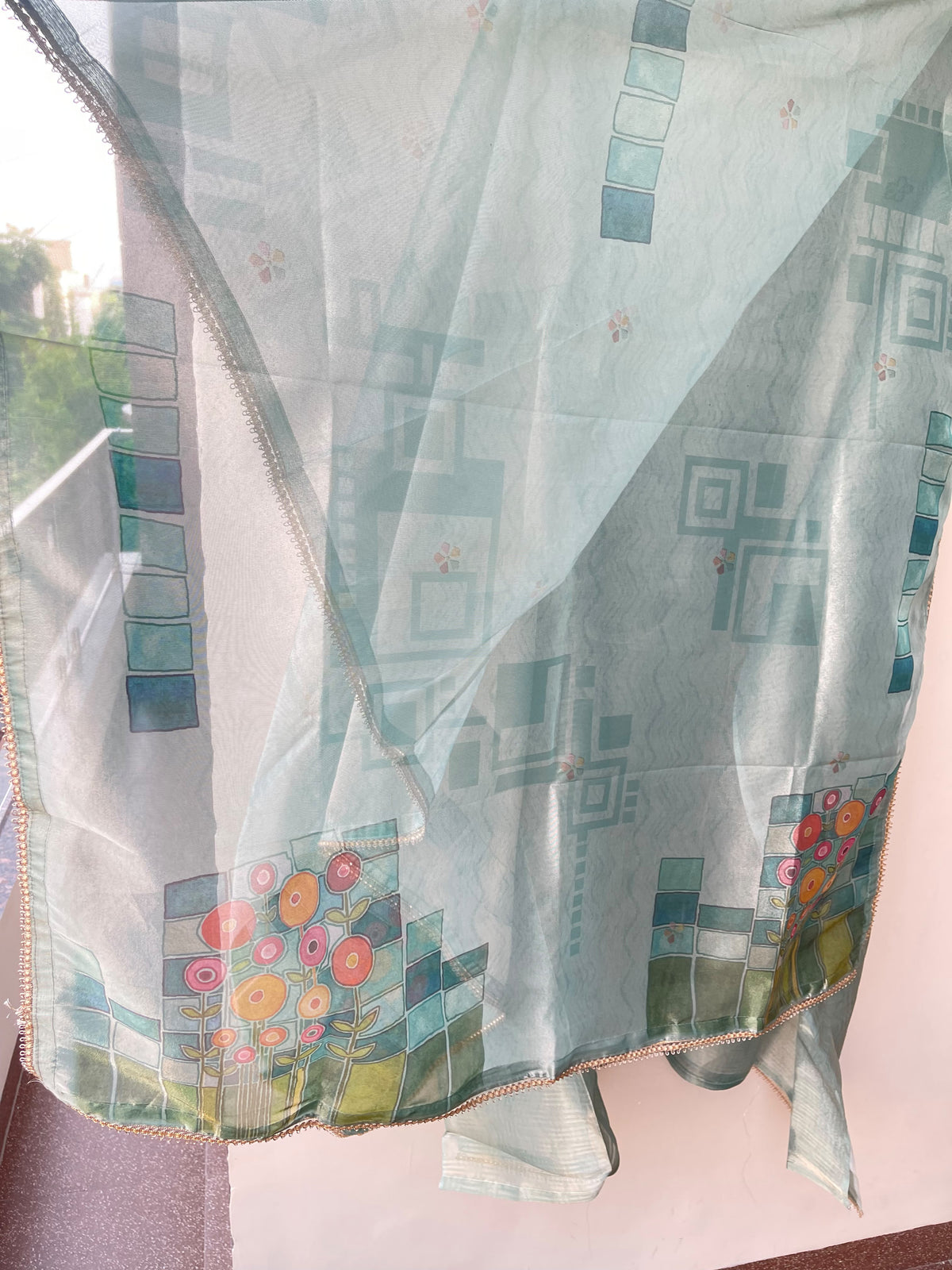 Exquisite shimmer Silk Printed Unstitched Designer 3 Pcs Suit Set